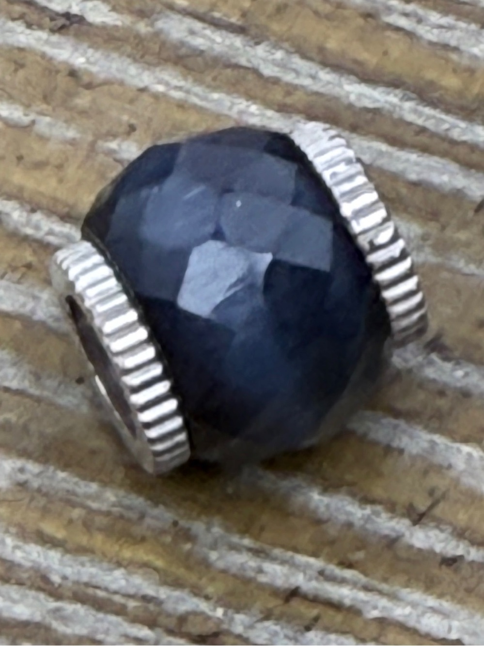 Brighton Midnight Blue Enamel Barrel Faceted Bead Charm Silver Tone